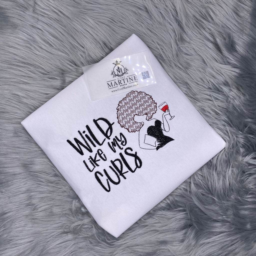Juneteenth, African American, Black Woman, Embroidered T Shirt, Wild Like Curls T shirt