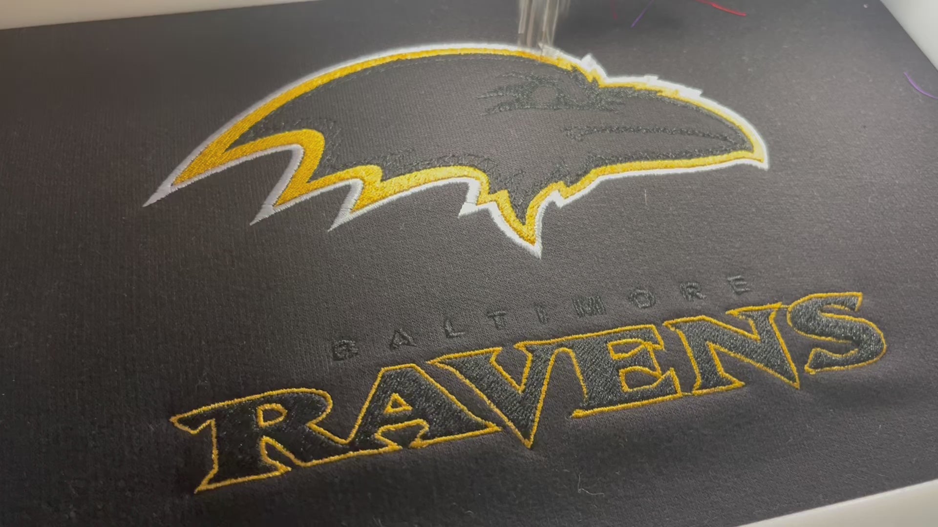 Football Season Baltimore Ravens Embroidered Hood and Chest Hoodie