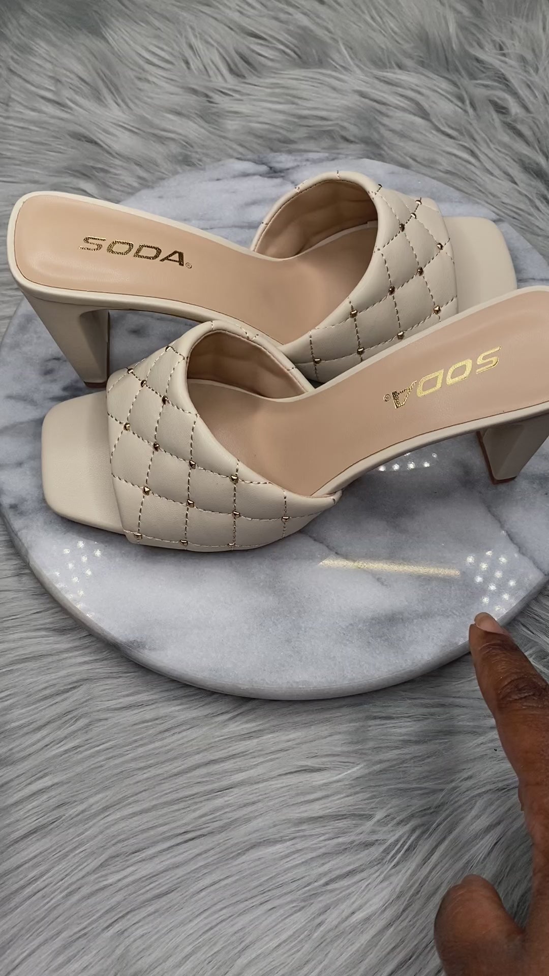 High Heel Sandals with Square Toe Beige