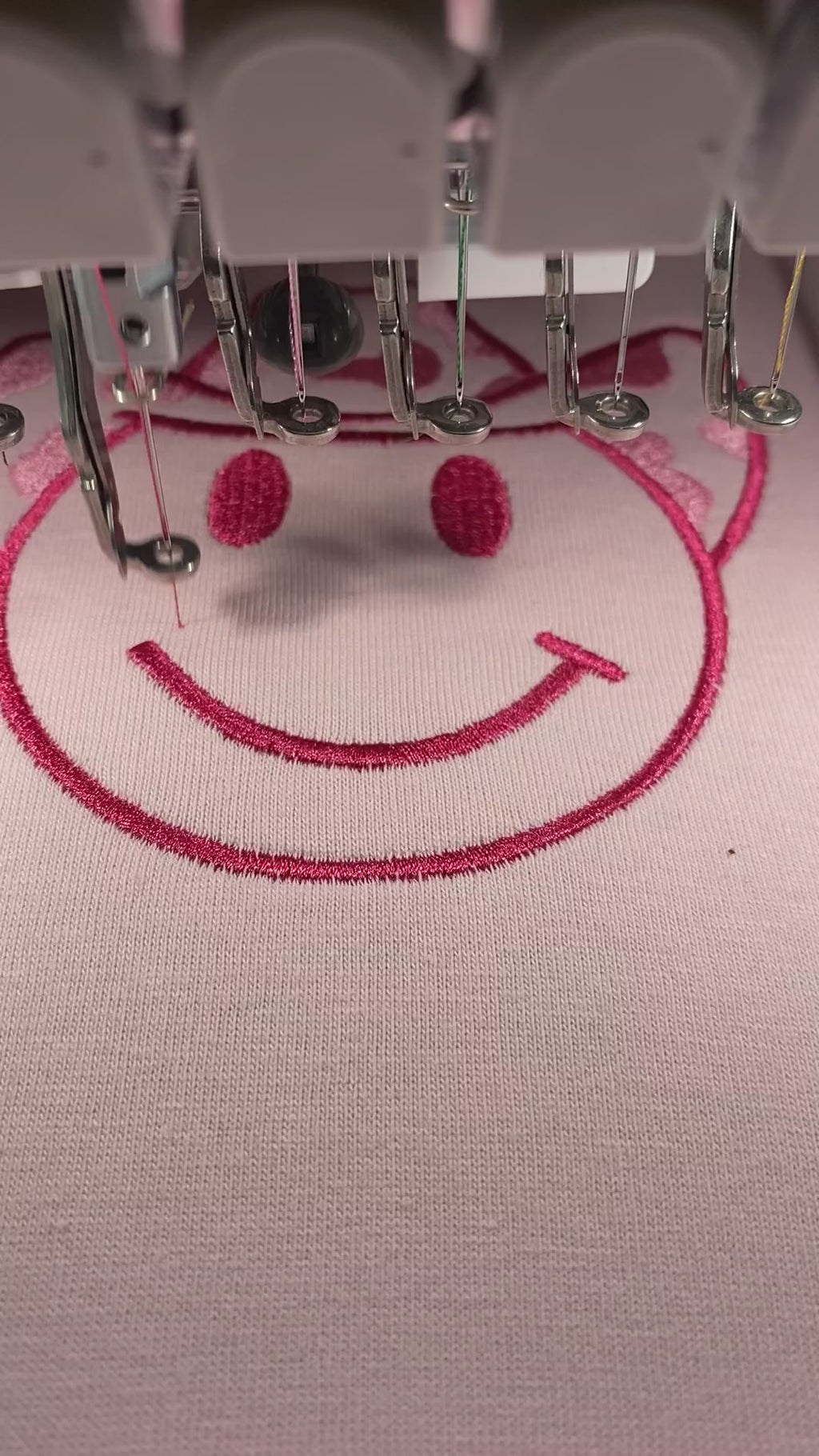 CowPrint, Smiley Face, Embroidered Pink  T-Shirt