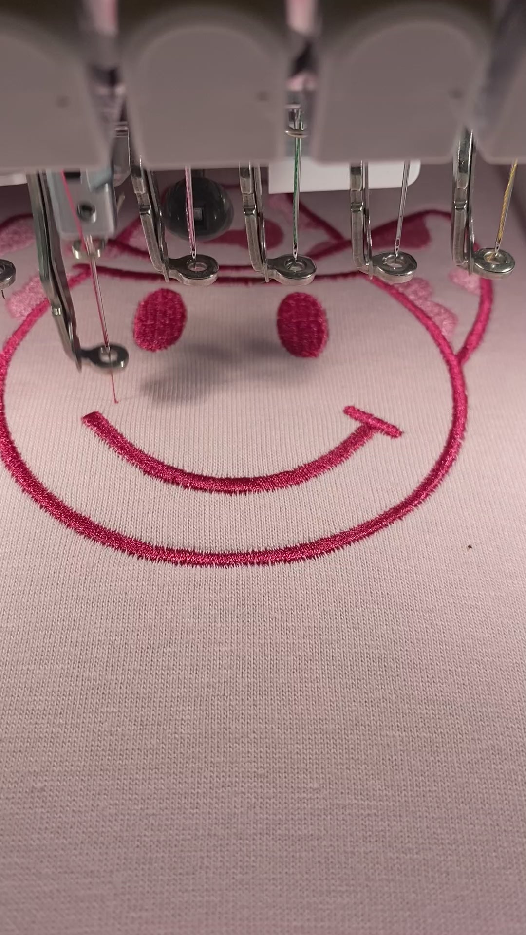 CowPrint, Smiley Face, Embroidered Pink  T-Shirt