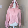 Elegant, Loungewear, Crop Top,  Long Puffy Sleeve, Hoodie, Plus Size