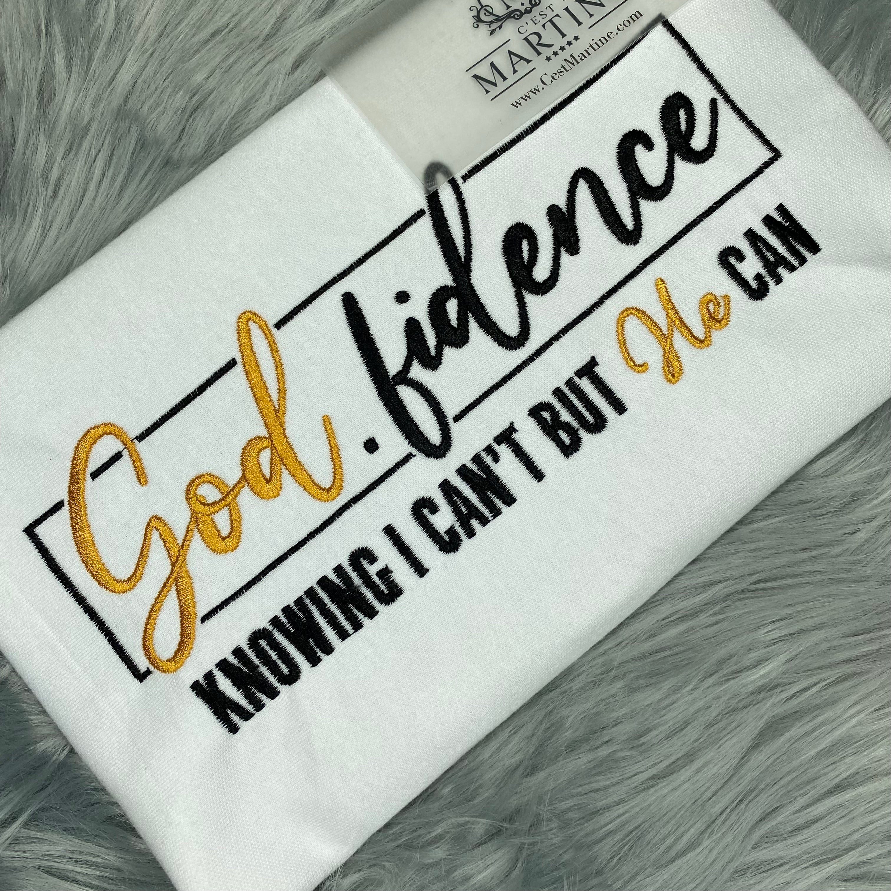 God.Fidence, Religious, Christian, Embroidered, Custom T-Shirt, Church Going