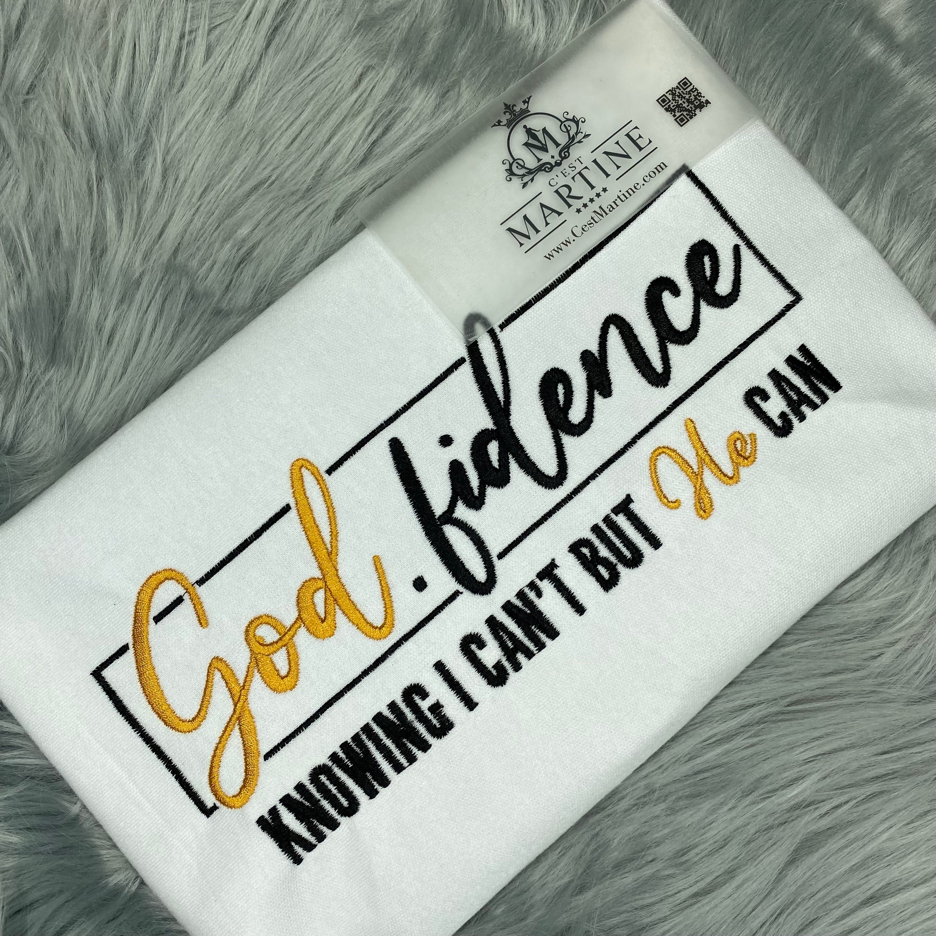 God.Fidence, Religious, Christian, Embroidered, Custom T-Shirt, Church Going