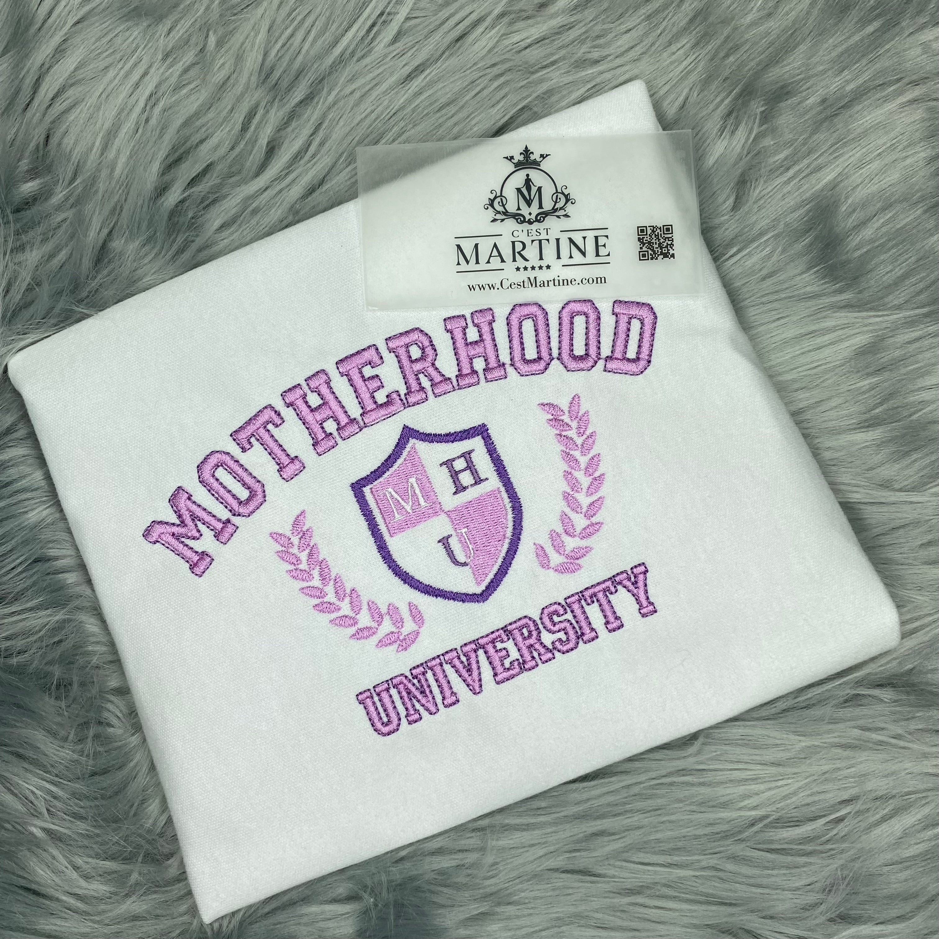 Motherhood University Mother's Day Embroidered Gift T-Shirt