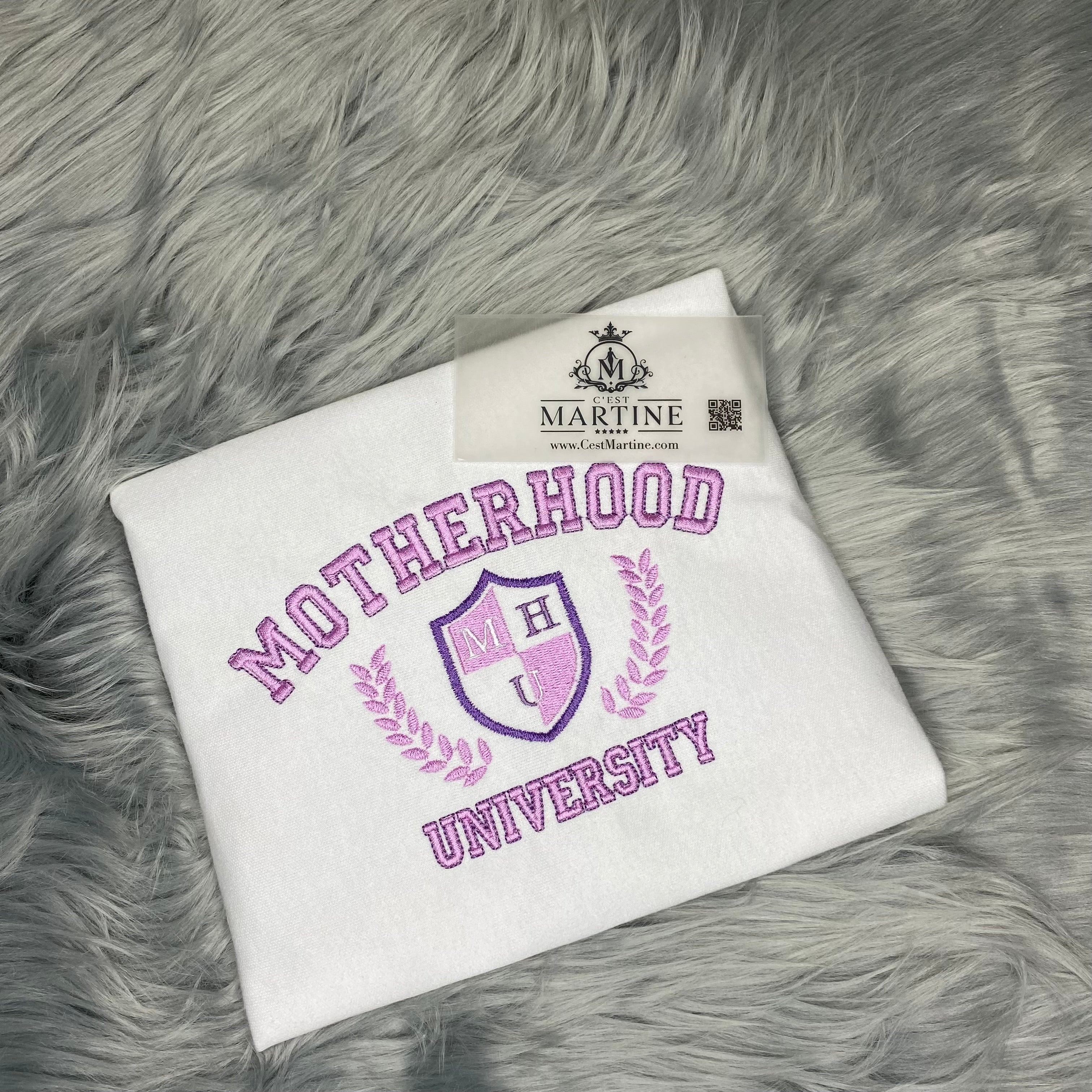 Motherhood University Mother's Day Embroidered Gift T-Shirt