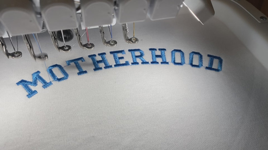 Motherhood University Smiley Face Mother's Day Embroidered Gift T-Shirt
